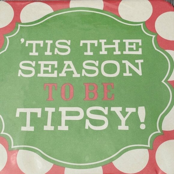 Christmas Coasters Tis The Season To Be Tipsy  Set Of 30 Pier 1 Drink Protectors - Picture 2 of 5